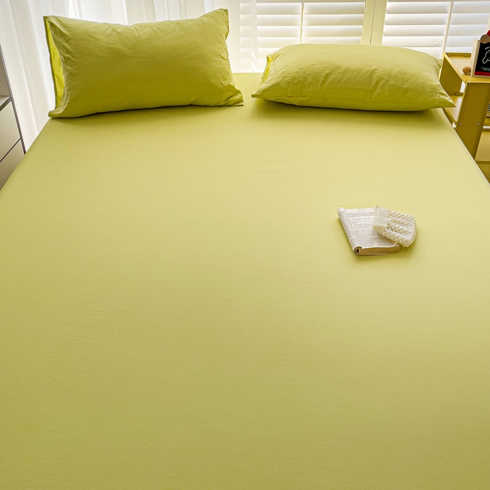 91家纺网 家纺一手货源 找家纺 仟人梦 2025新款超柔110克水洗云朵棉纯色单床单-叠拍图 果绿