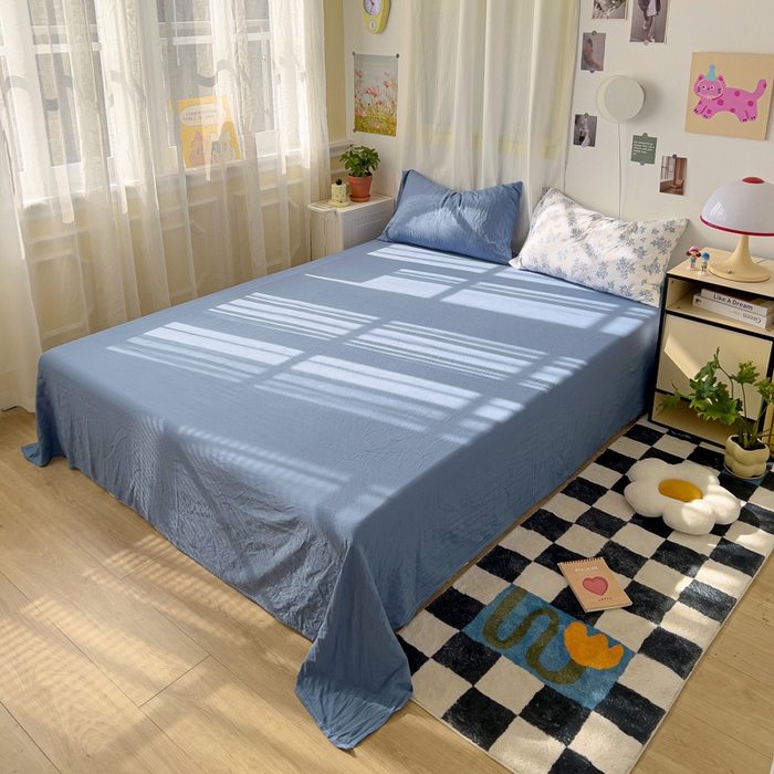 91家纺网 家纺一手货源 找家纺 仟人梦 2025新款超柔110克水洗云朵棉纯色单床单-叠拍图 雾兰