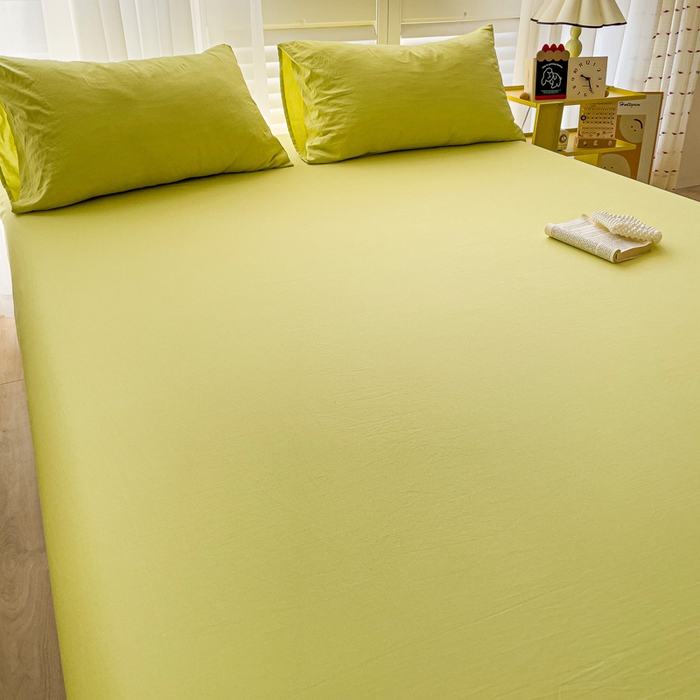 91家纺网 家纺一手货源 找家纺 仟人梦 2025新款超柔110克水洗云朵棉纯色单床单-叠拍图 果绿