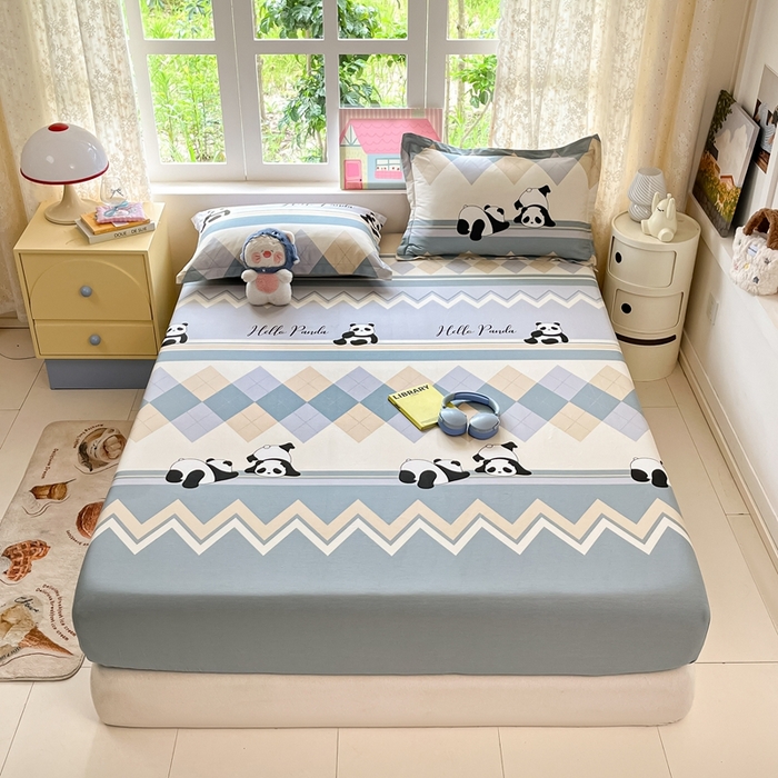 莱通家纺 2025春夏新款12868纯棉印花单床笠 床笠单件-系列二（商家提供买家秀） 调皮熊猫