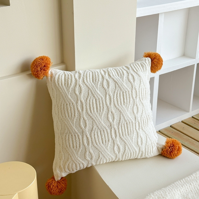 91家纺网 家纺一手货源 找家纺 （总）918拾朵家居 2025新款雪尼尔撞色毛球枕