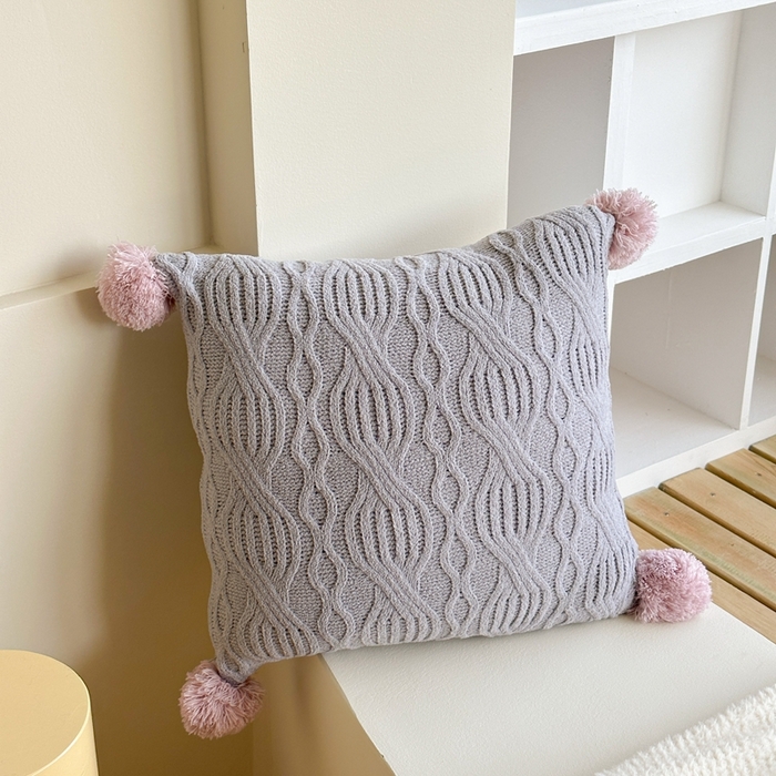 91家纺网 家纺一手货源 找家纺 （总）918拾朵家居 2025新款雪尼尔撞色毛球枕