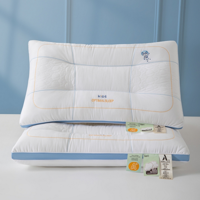 91家纺网 家纺一手货源 找家纺 大熊枕芯 2025新款全棉亲子款刺绣小熊猫儿童学生枕枕头枕芯 小熊猫刺绣-蓝 48x74cm/只