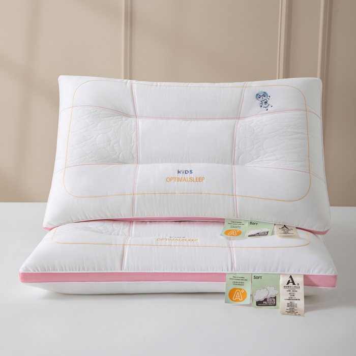 91家纺网 家纺一手货源 找家纺 大熊枕芯 2025新款全棉亲子款刺绣小熊猫儿童学生枕枕头枕芯 小熊猫刺绣-粉 40x60cm/对