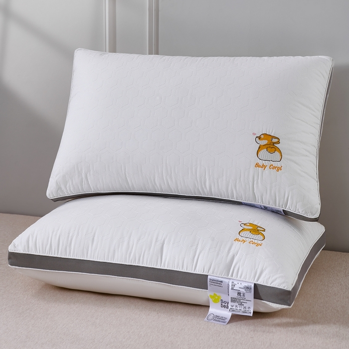 大熊枕芯 2025新款全棉卡通刺绣柯基舒柔全棉护颈安睡枕枕头枕芯 全棉柯基护颈安睡枕 48x74cm/只