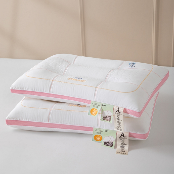 91家纺网 家纺一手货源 找家纺 大熊枕芯 2025新款全棉亲子款刺绣小熊猫儿童学生枕枕头枕芯 小熊猫刺绣-粉 40x60cm/只