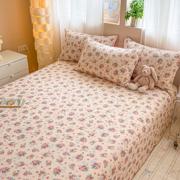 91家纺网 家纺一手货源 找家纺 丽美人家纺 2025新款A类软糯皱皱纱床单单床单单品床单单件床单 QB安娜