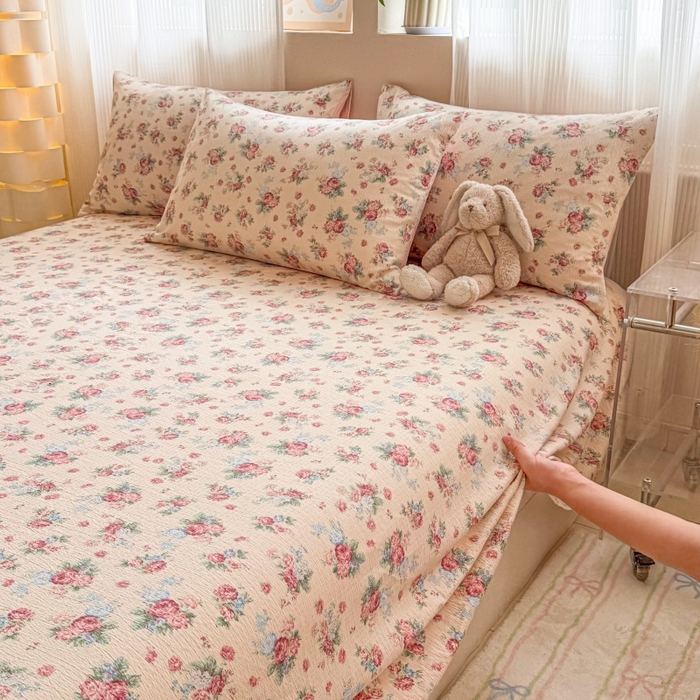 91家纺网 家纺一手货源 找家纺 丽美人家纺 2025新款A类软糯皱皱纱床单单床单单品床单单件床单 QB安娜