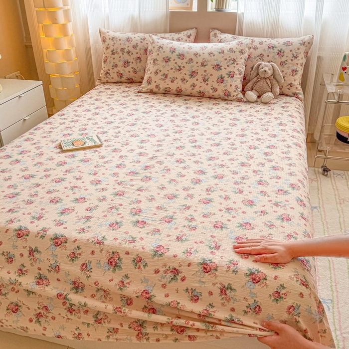 91家纺网 家纺一手货源 找家纺 丽美人家纺 2025新款A类软糯皱皱纱床单单床单单品床单单件床单 QB安娜