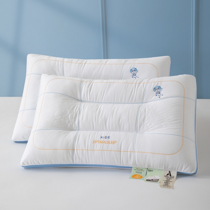 91家纺网 家纺一手货源 找家纺 大熊枕芯 2025新款全棉亲子款刺绣小熊猫儿童学生枕枕头枕芯 小熊猫刺绣-蓝 40x60cm/只