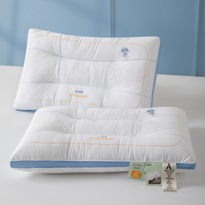 91家纺网 家纺一手货源 找家纺 大熊枕芯 2025新款全棉亲子款刺绣小熊猫儿童学生枕枕头枕芯 小熊猫刺绣-蓝 40x60cm/只