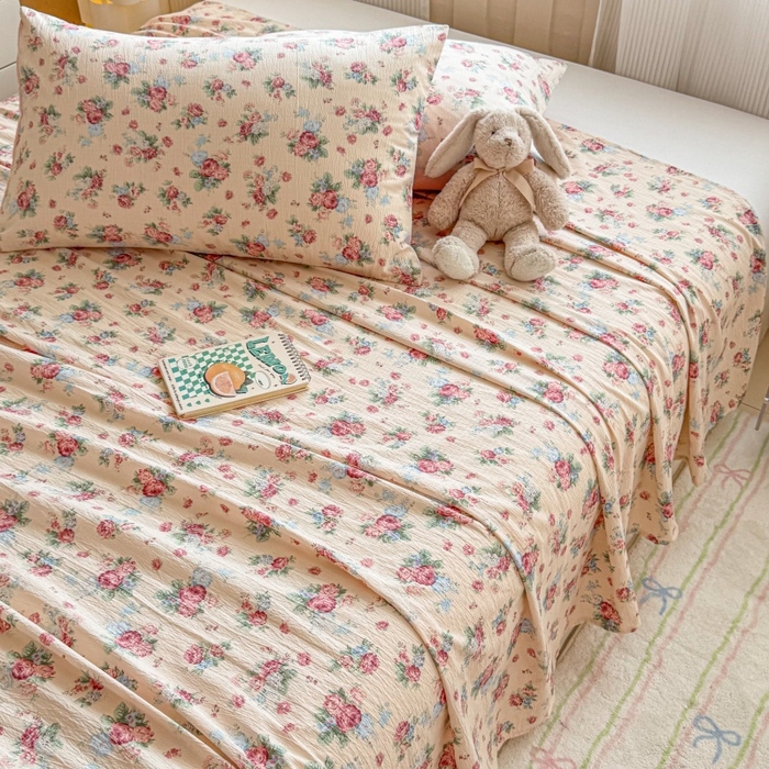 91家纺网 家纺一手货源 找家纺 丽美人家纺 2025新款A类软糯皱皱纱床单单床单单品床单单件床单 QB安娜