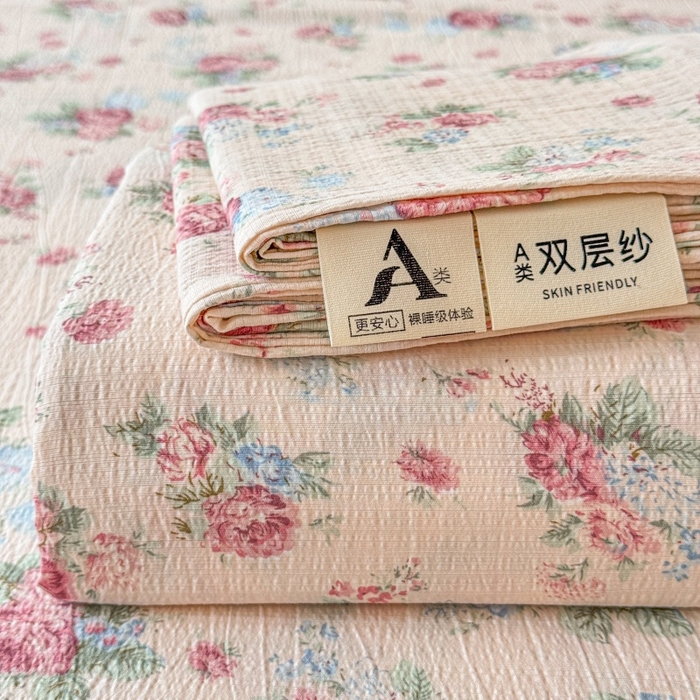 91家纺网 家纺一手货源 找家纺 丽美人家纺 2025新款A类软糯皱皱纱床单单床单单品床单单件床单 QB安娜