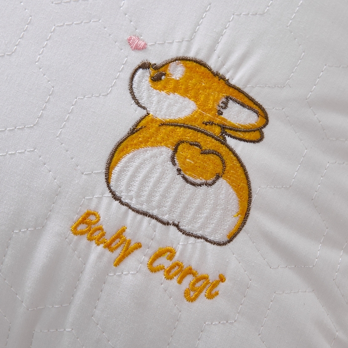 91家纺网 家纺一手货源 找家纺 大熊枕芯 2025新款全棉卡通刺绣柯基舒柔全棉护颈安睡枕枕头枕芯 全棉柯基护颈安睡枕 48x74cm/对