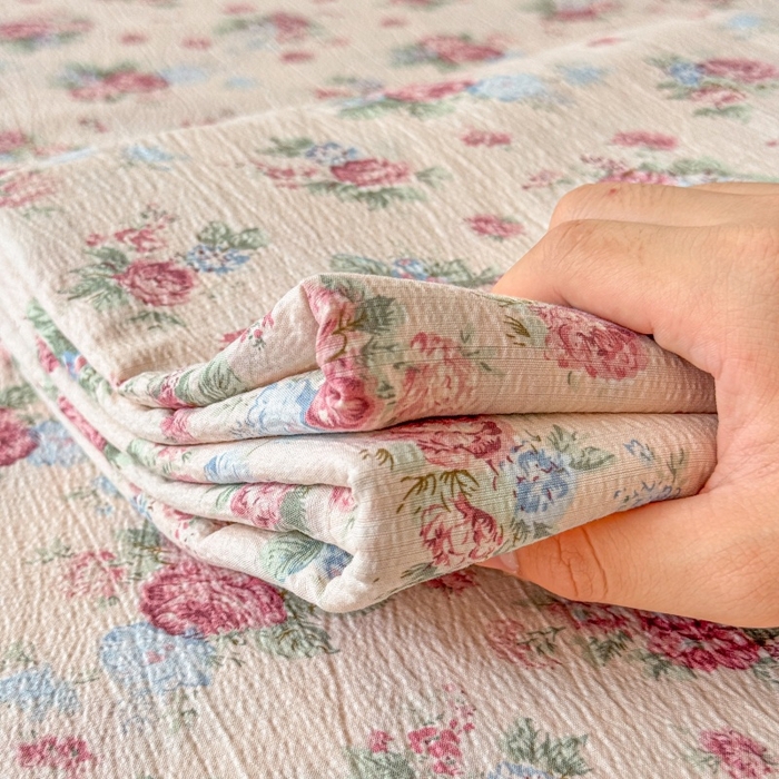 91家纺网 家纺一手货源 找家纺 丽美人家纺 2025新款A类软糯皱皱纱床单单床单单品床单单件床单 QB安娜