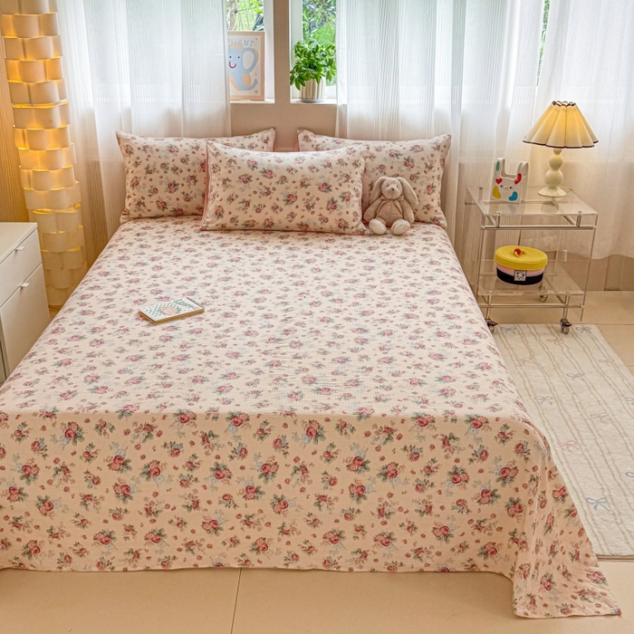 91家纺网 家纺一手货源 找家纺 丽美人家纺 2025新款A类软糯皱皱纱床单单床单单品床单单件床单 QB安娜