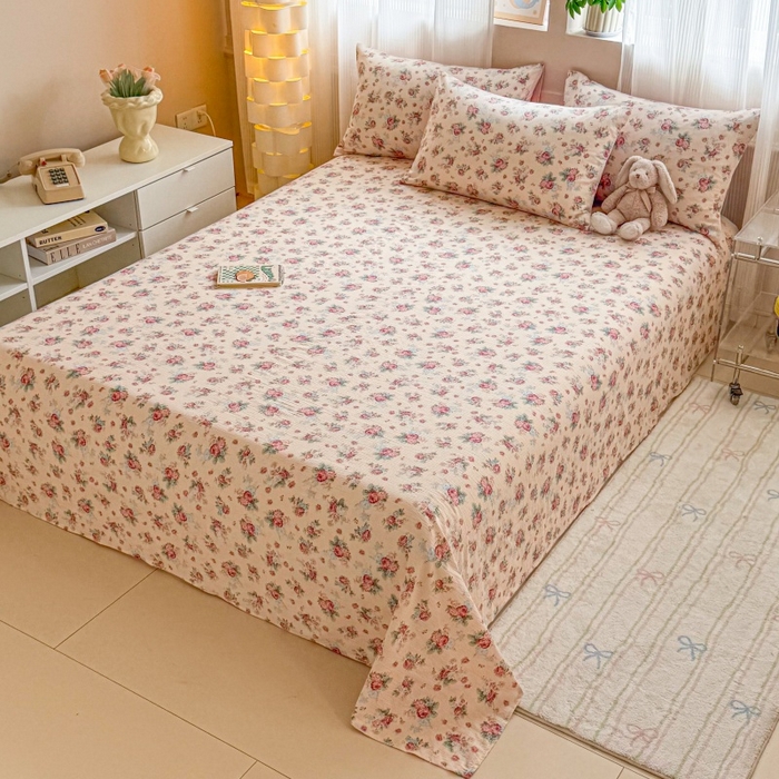 91家纺网 家纺一手货源 找家纺 丽美人家纺 2025新款A类软糯皱皱纱床单单床单单品床单单件床单 QB安娜