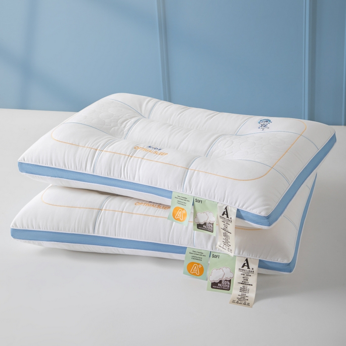 91家纺网 家纺一手货源 找家纺 大熊枕芯 2025新款全棉亲子款刺绣小熊猫儿童学生枕枕头枕芯 小熊猫刺绣-蓝 48x74cm/只