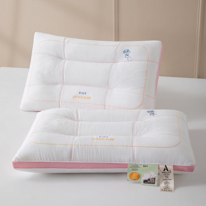 91家纺网 家纺一手货源 找家纺 大熊枕芯 2025新款全棉亲子款刺绣小熊猫儿童学生枕枕头枕芯 小熊猫刺绣-粉 30x50cm/对