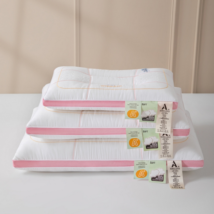 91家纺网 家纺一手货源 找家纺 大熊枕芯 2025新款全棉亲子款刺绣小熊猫儿童学生枕枕头枕芯 小熊猫刺绣-粉 30x50cm/对