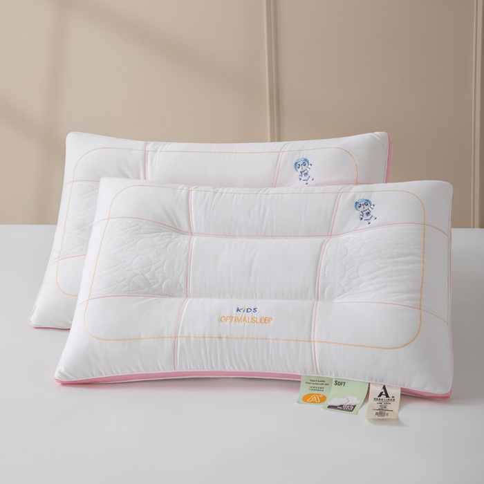 91家纺网 家纺一手货源 找家纺 大熊枕芯 2025新款全棉亲子款刺绣小熊猫儿童学生枕枕头枕芯 小熊猫刺绣-粉 40x60cm/对