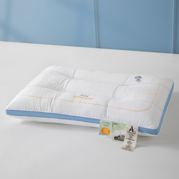 91家纺网 家纺一手货源 找家纺 大熊枕芯 2025新款全棉亲子款刺绣小熊猫儿童学生枕枕头枕芯 小熊猫刺绣-蓝 40x60cm/对