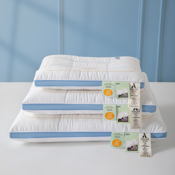 91家纺网 家纺一手货源 找家纺 大熊枕芯 2025新款全棉亲子款刺绣小熊猫儿童学生枕枕头枕芯 小熊猫刺绣-蓝 40x60cm/对