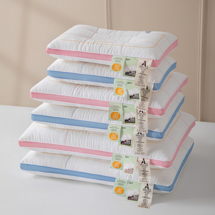 91家纺网 家纺一手货源 找家纺 大熊枕芯 2025新款全棉亲子款刺绣小熊猫儿童学生枕枕头枕芯 组合图仅供展示 30x50cm/只