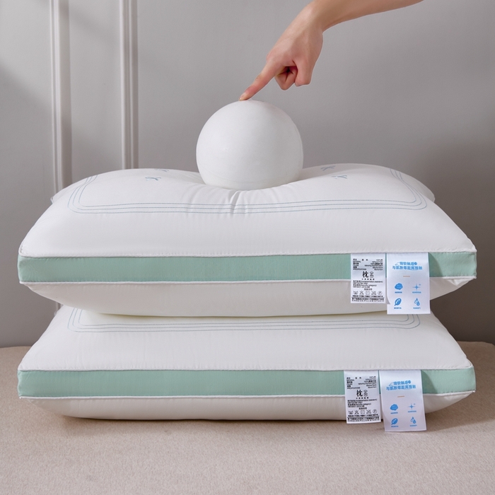 91家纺网 家纺一手货源 找家纺 大熊枕芯 2025新款蝴蝶结长绒棉刺绣枕枕头枕芯 全棉蝴蝶结刺绣枕 48x74cm/对