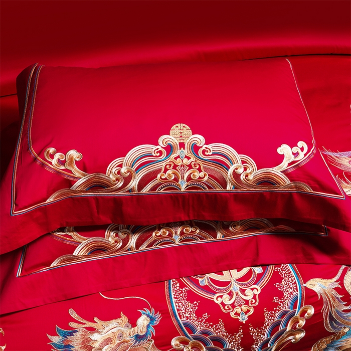 91家纺网 家纺一手货源 找家纺 用心 2025年新款长绒棉重工绣花婚庆四件套多件套 皇朝龙凤