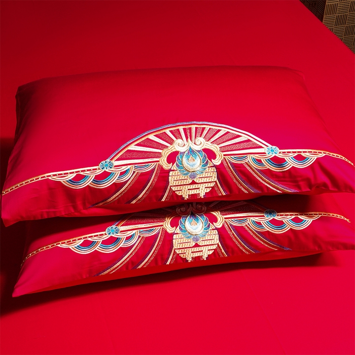 91家纺网 家纺一手货源 找家纺 用心 2025年新款长绒棉重工绣花婚庆四件套多件套 皇朝龙凤