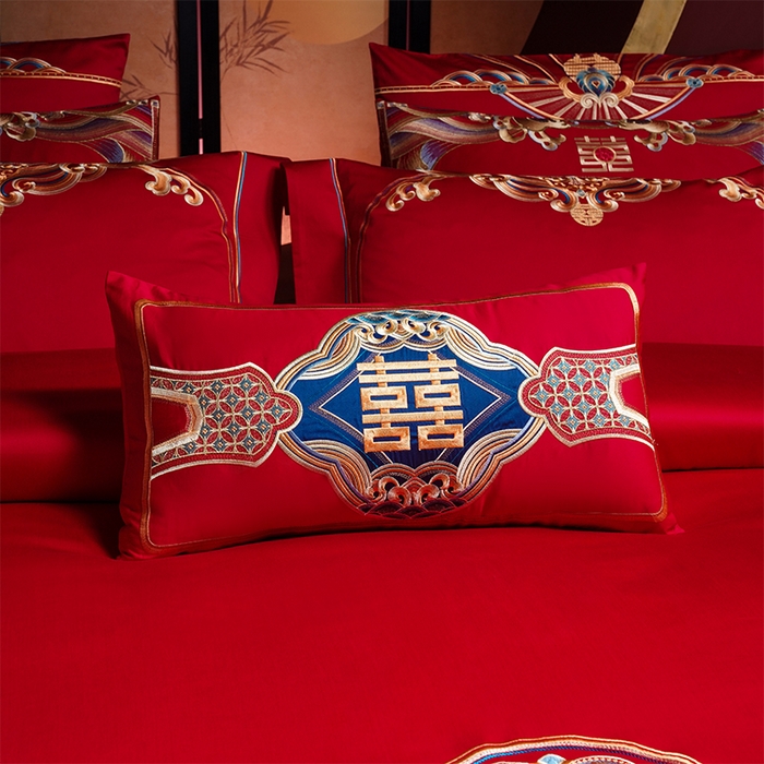 91家纺网 家纺一手货源 找家纺 用心 2025年新款长绒棉重工绣花婚庆四件套多件套 皇朝龙凤