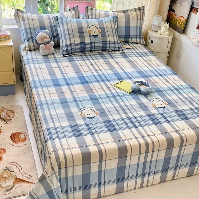 91家纺网 家纺一手货源 找家纺 莱通家纺 2025春夏新款12868纯棉印花单床单 床单单件-系列二（商家提供买家秀） 波比狗