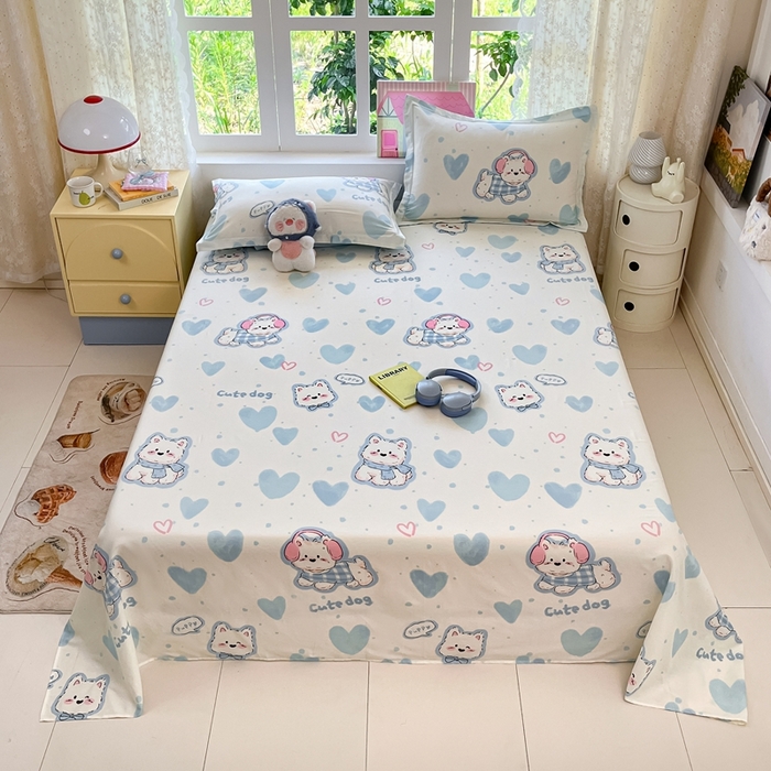 91家纺网 家纺一手货源 找家纺 莱通家纺 2025春夏新款12868纯棉印花单床单 床单单件-系列二（商家提供买家秀） 达乐宝贝