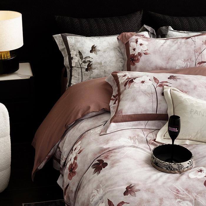 91家纺网 家纺一手货源 找家纺 （总）威克凯丽 2024新款长绒棉数码印花100S磨毛双拼四件套