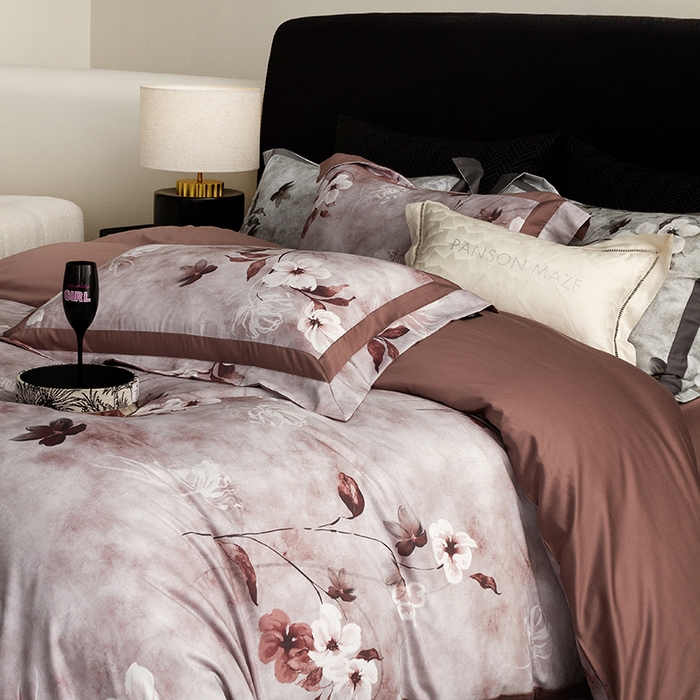 91家纺网 家纺一手货源 找家纺 （总）威克凯丽 2024新款长绒棉数码印花100S磨毛双拼四件套