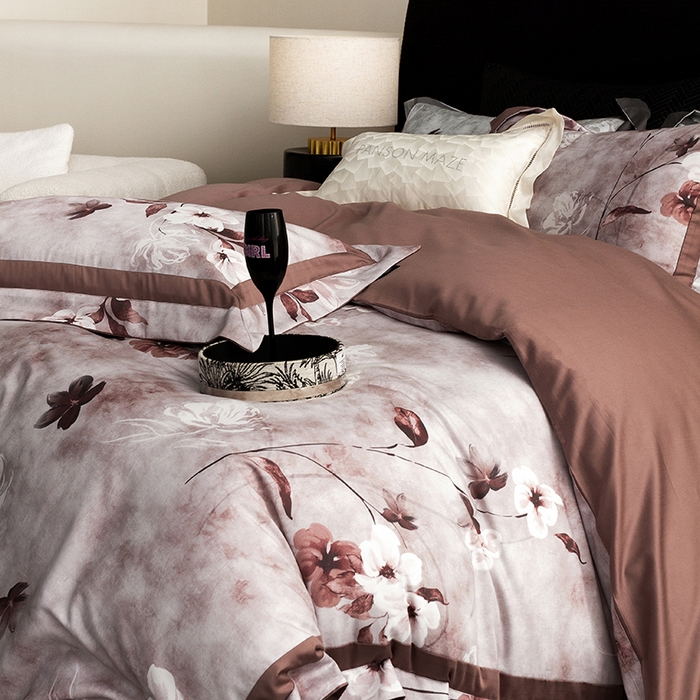 91家纺网 家纺一手货源 找家纺 （总）威克凯丽 2024新款长绒棉数码印花100S磨毛双拼四件套