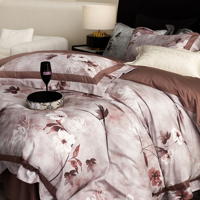 91家纺网 家纺一手货源 找家纺 （总）威克凯丽 2024新款长绒棉数码印花100S磨毛双拼四件套