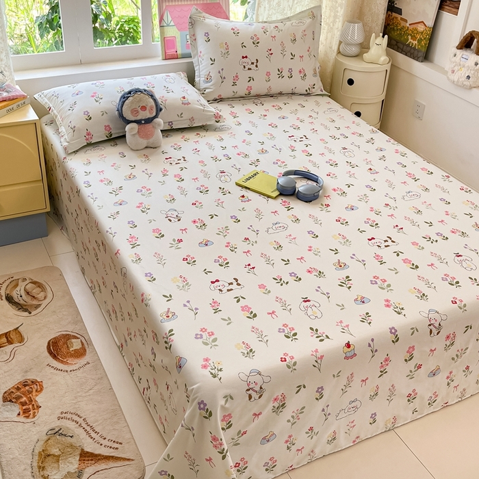 91家纺网 家纺一手货源 找家纺 莱通家纺 2025春夏新款12868纯棉印花单床单 床单单件-系列二（商家提供买家秀） 花花小汪