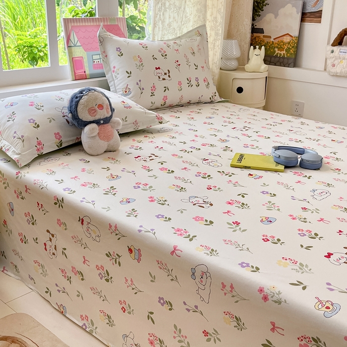 91家纺网 家纺一手货源 找家纺 莱通家纺 2025春夏新款12868纯棉印花单床单 床单单件-系列二（商家提供买家秀） 花花小汪
