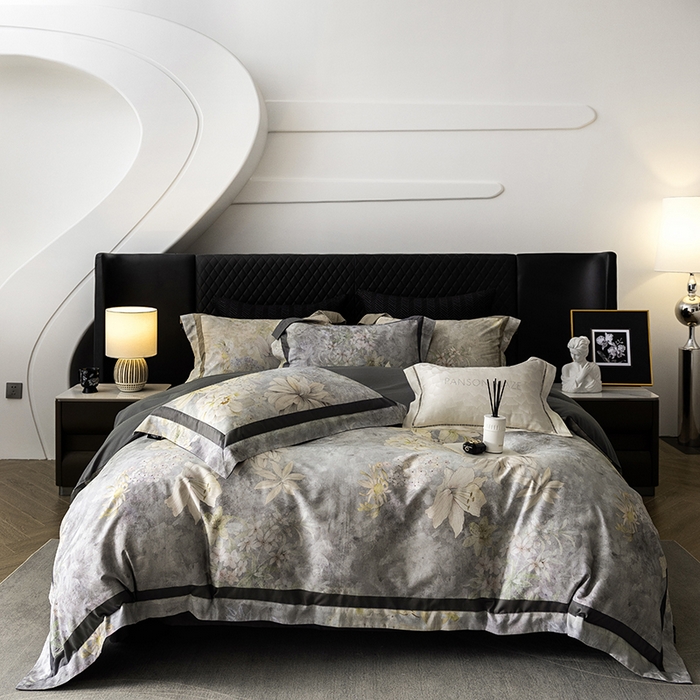 91家纺网 家纺一手货源 找家纺 （总）威克凯丽 2024新款长绒棉数码印花100S磨毛双拼四件套