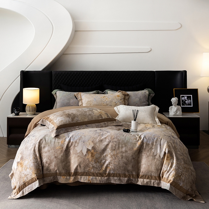 91家纺网 家纺一手货源 找家纺 （总）威克凯丽 2024新款长绒棉数码印花100S磨毛双拼四件套