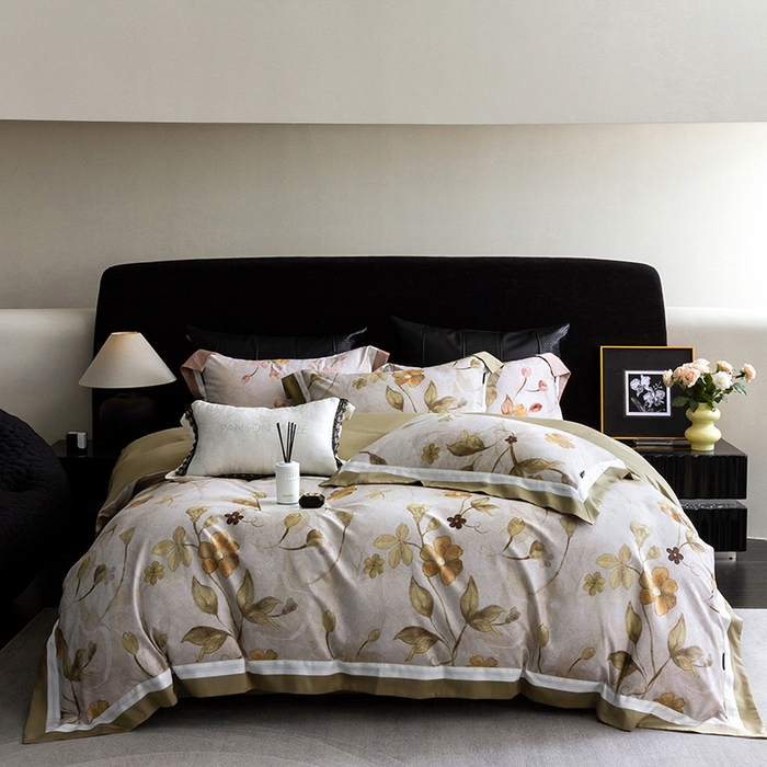 91家纺网 家纺一手货源 找家纺 （总）威克凯丽 2024新款长绒棉数码印花100S磨毛双拼四件套