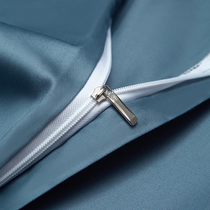 91家纺网 家纺一手货源 找家纺 威克凯丽 2024新款100S净色长绒棉四件套 风暴蓝