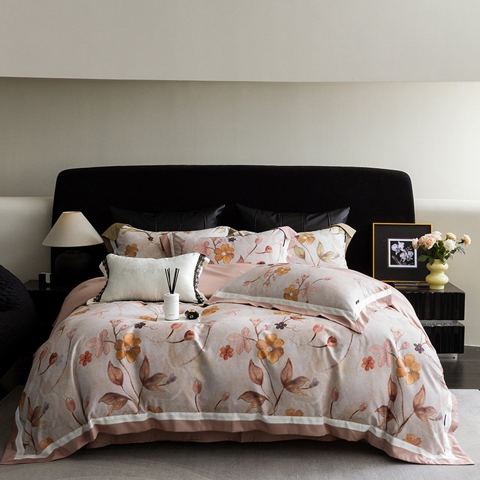 91家纺网 家纺一手货源 找家纺 （总）威克凯丽 2024新款长绒棉数码印花100S磨毛双拼四件套