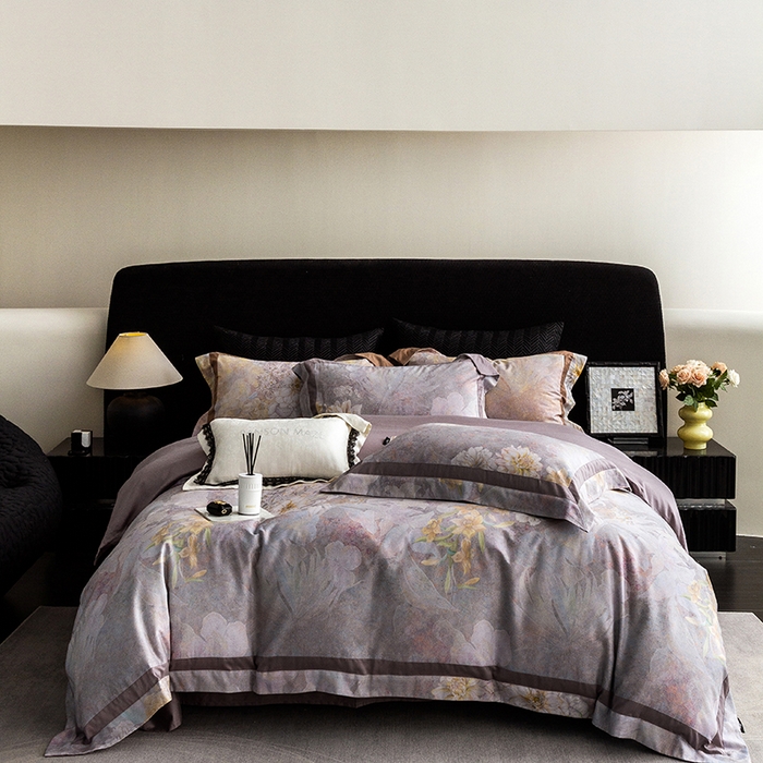 91家纺网 家纺一手货源 找家纺 （总）威克凯丽 2024新款长绒棉数码印花100S磨毛双拼四件套