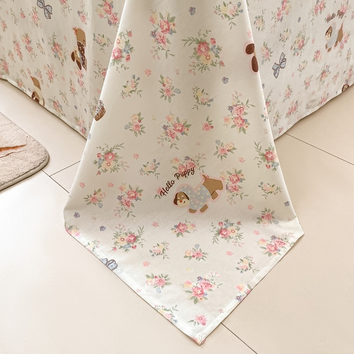 91家纺网 家纺一手货源 找家纺 莱通家纺 2025春夏新款12868纯棉印花单床单 床单单件-系列二（商家提供买家秀） 花田小狗