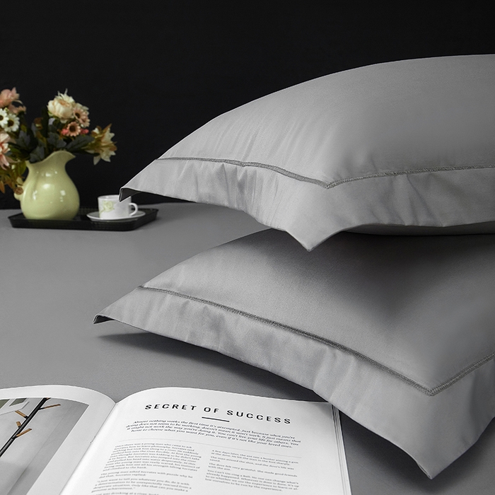 91家纺网 家纺一手货源 找家纺 威克凯丽 2024新款100S净色长绒棉四件套 弥漫灰