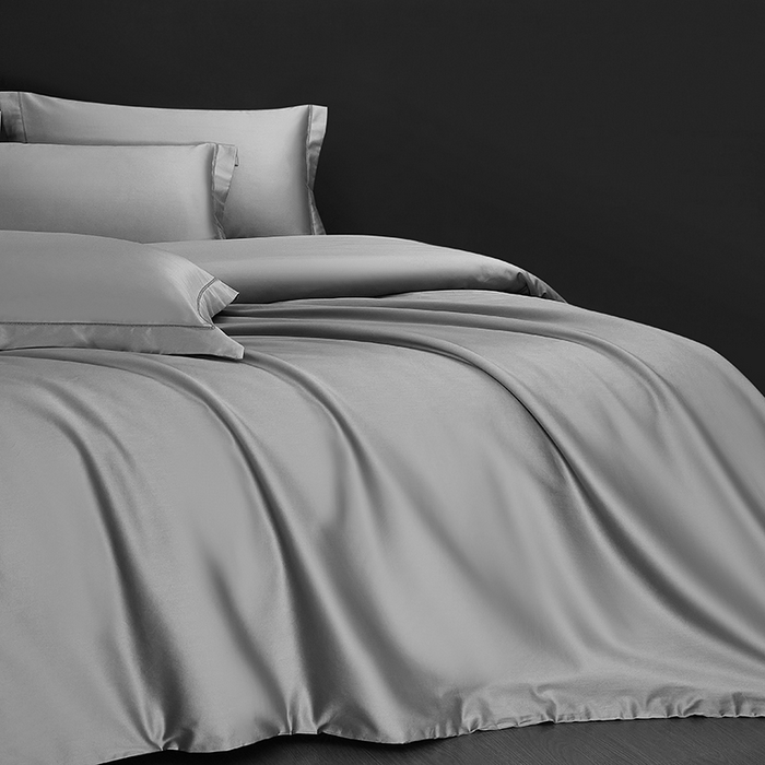 91家纺网 家纺一手货源 找家纺 威克凯丽 2024新款100S净色长绒棉四件套 弥漫灰