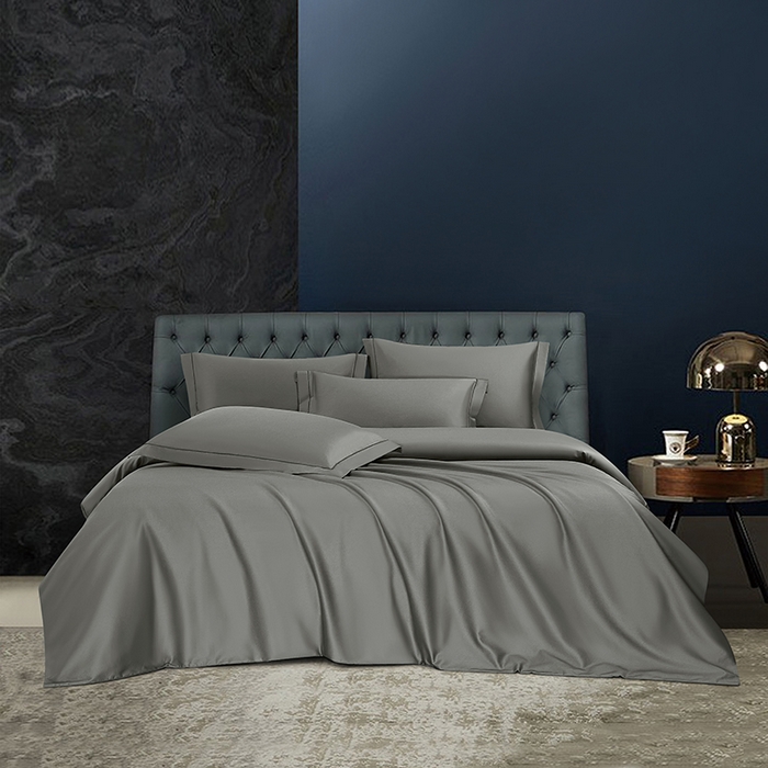 威克凯丽 2024新款100S净色长绒棉四件套 浓情灰